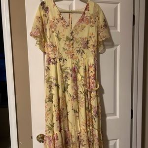 Calvin Klein Floral Wrap Dress with Belt size 14